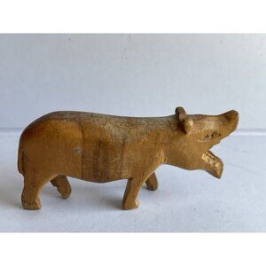 Hand Carved Wood Pig Figure Wild Boar Figurine
